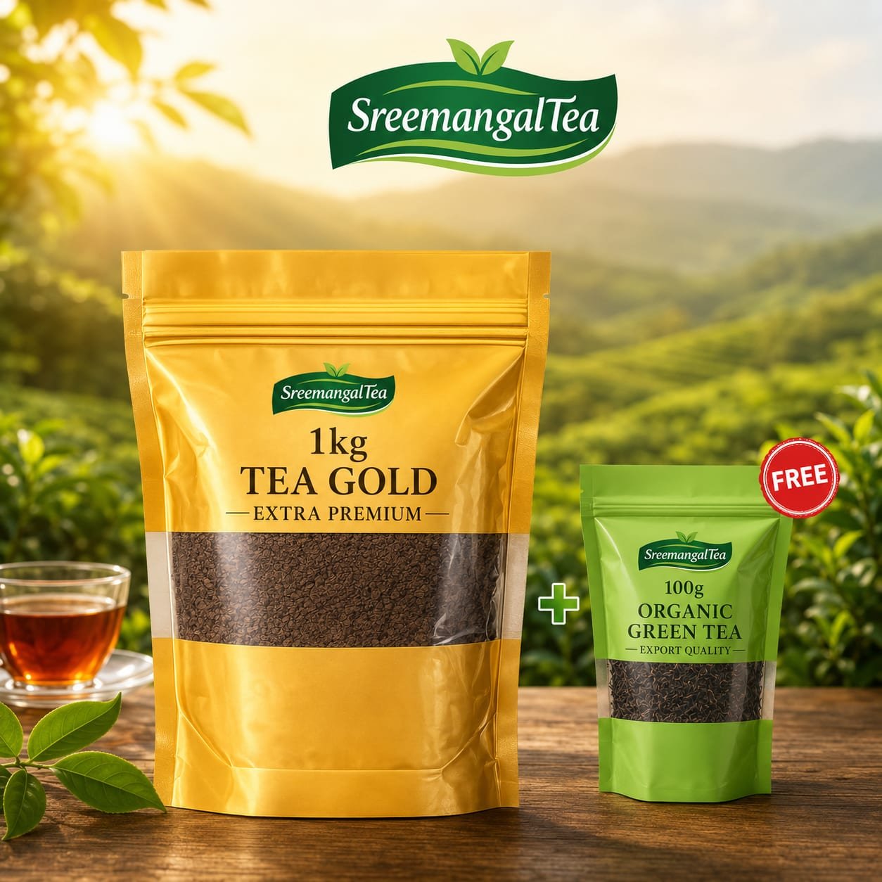 1KG Tea Gold Extra Premium + 100g Organic Green Tea Free - Sreemangal Tea